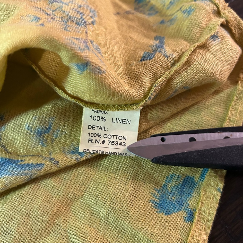 BELLAMI Yellow and Blue Floral tank top 100% linen - Picture 4 of 4